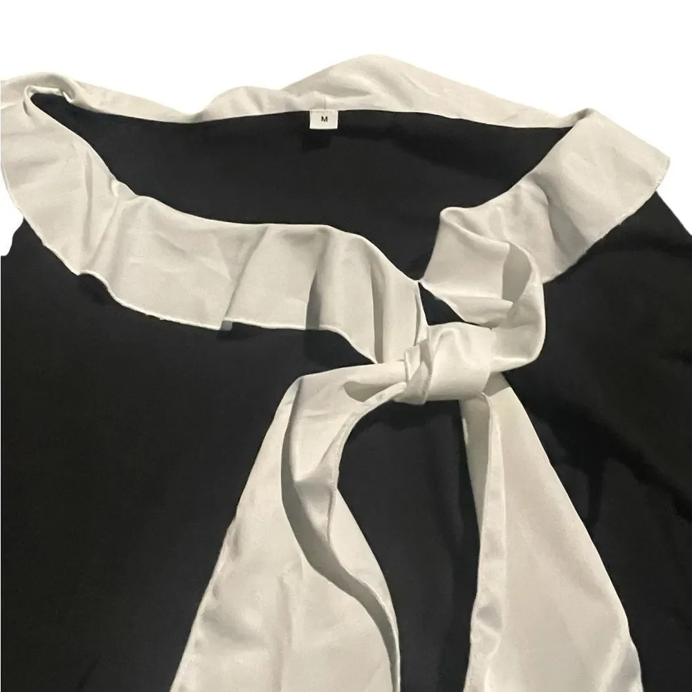 Michael Kors size small top  Black and White Ruffle Blouse like new see pics